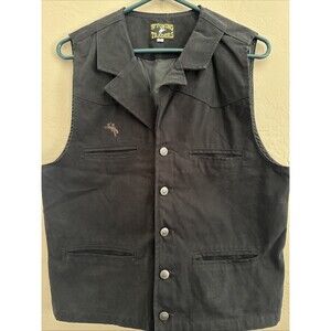Wyoming Traders Men’s Small Black Canvas Western Cowboy Rodeo Holster Vest